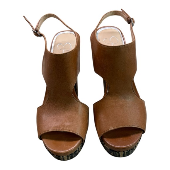 Jessica Simpson Barrow Autumn Umber Ruby Tumbleweed Platform Sandals Heels 8M - Picture 2 of 7
